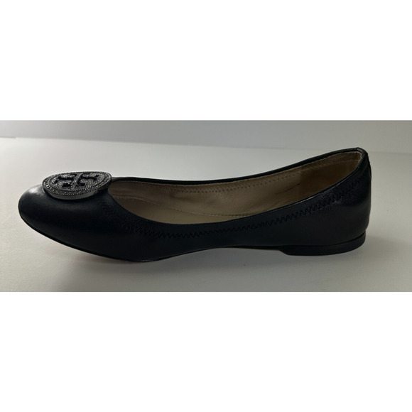 Tory Burch Liana Rhinestone Jewel Embellished Ballet Flats Black Leather Sz 6.5 - Picture 12 of 16